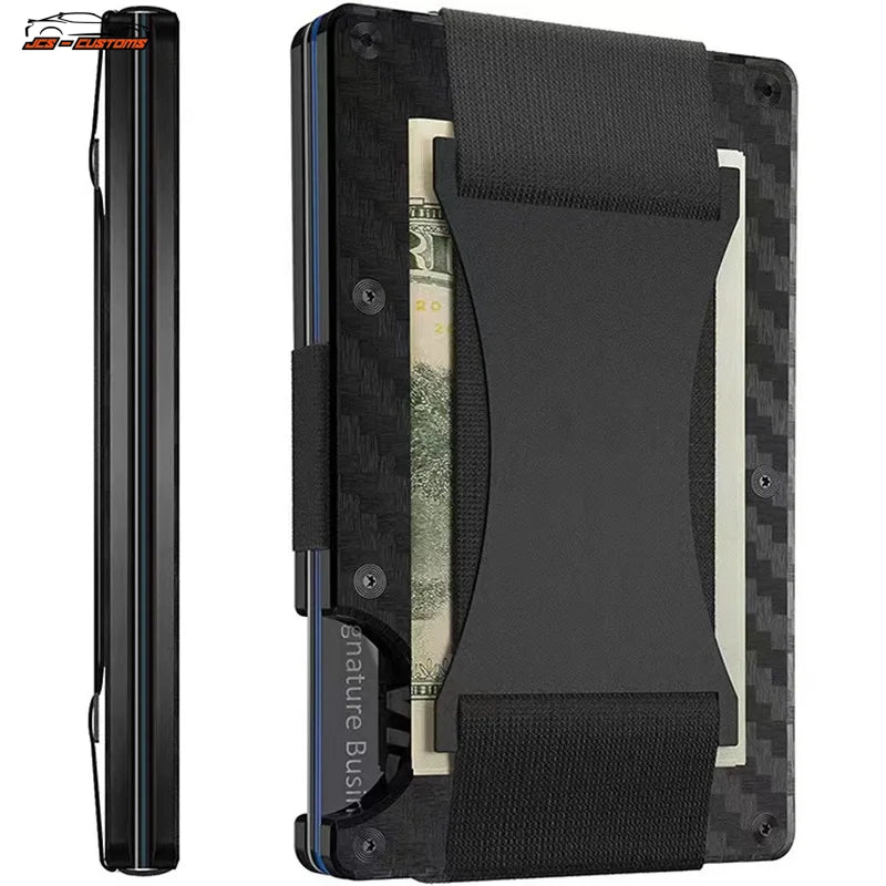 SLIM SOLID COLOR/FORGED CARBON FIBER MINIMALIST WALLET | RFID BLOCKING