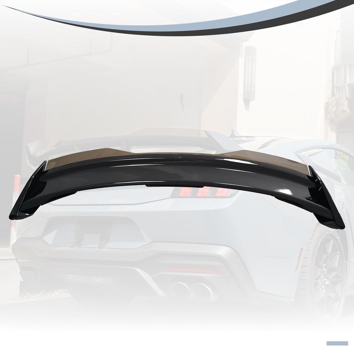 2024 - 2025 FORD MUSTANG DARK HORSE STYLE GLOSS BLACK REAR SPOILER WITH SMOKED GURNEY FLAP