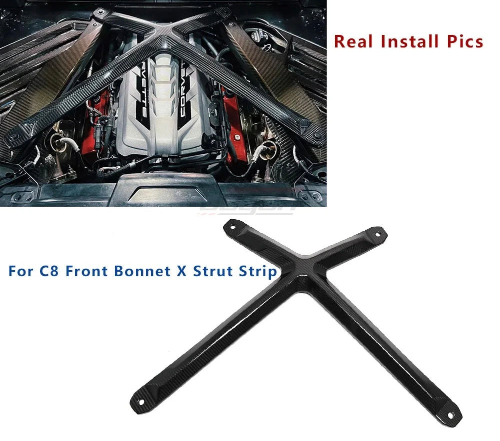 REAL CARBON FIBER X-STRUT BAR FOR 2020 - 2025 C8 CORVETTE STINGRAY Z51 & Z06 MODELS