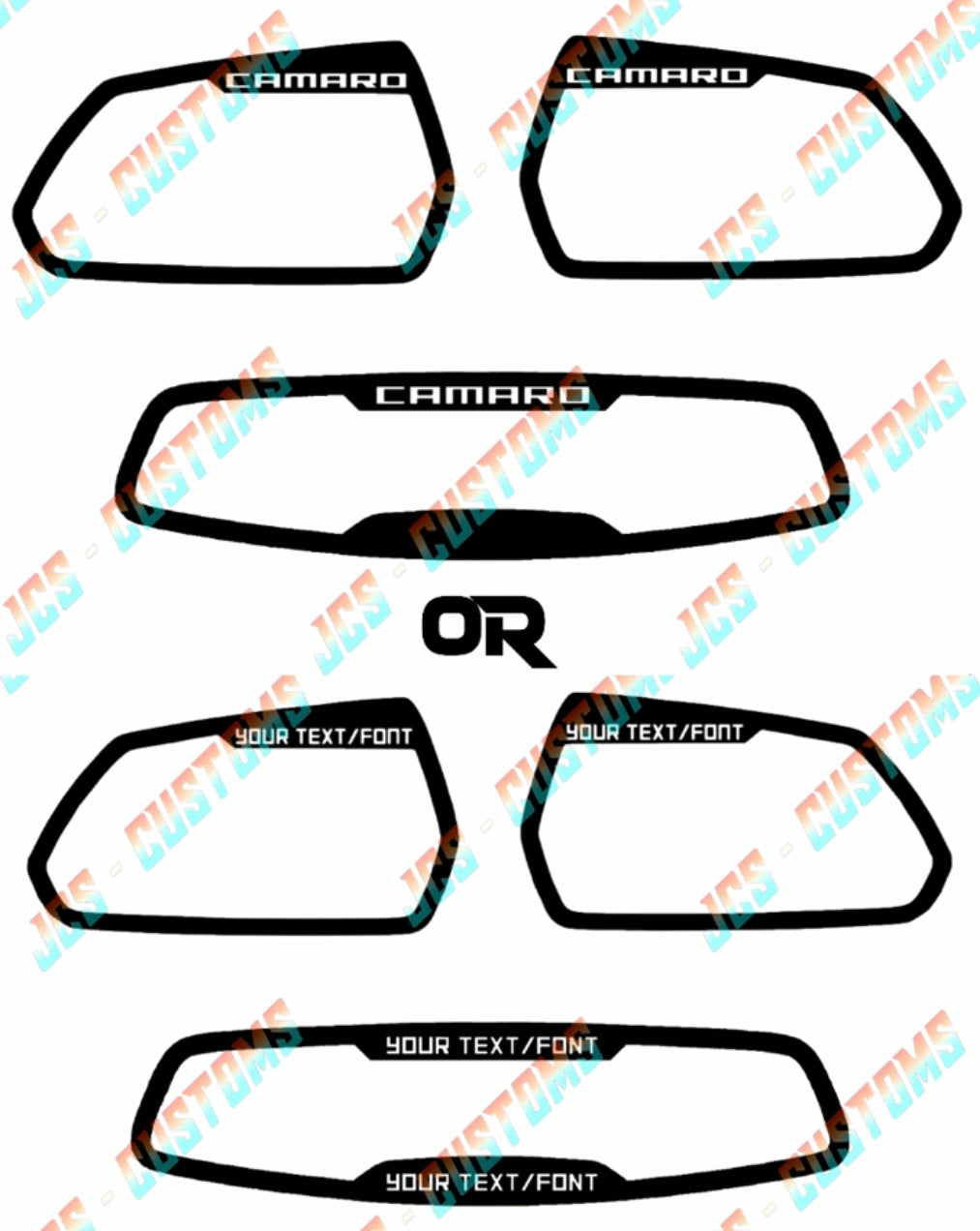 6TH GEN CAMARO MIRROR TRIM VINYL SET *CUSTOMIZABLE*