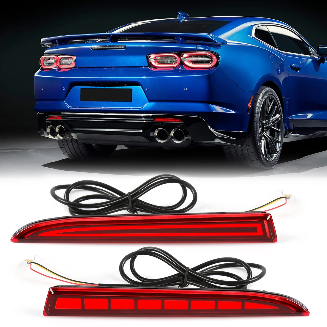 2016 - 2024 CAMARO LED REAR REFLECTORS | RED OR SMOKED | 2 PATTERN CHOICES