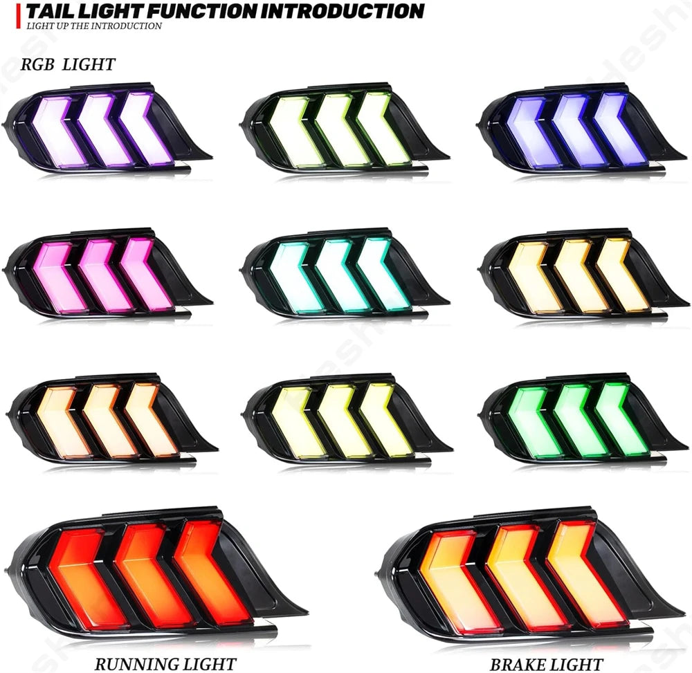 2015 – 2023 MUSTANG CLEAR EURO S650 STYLE LED SEQUENTIAL TAIL LIGHTS | CLEAR OR CLEAR WITH RGB