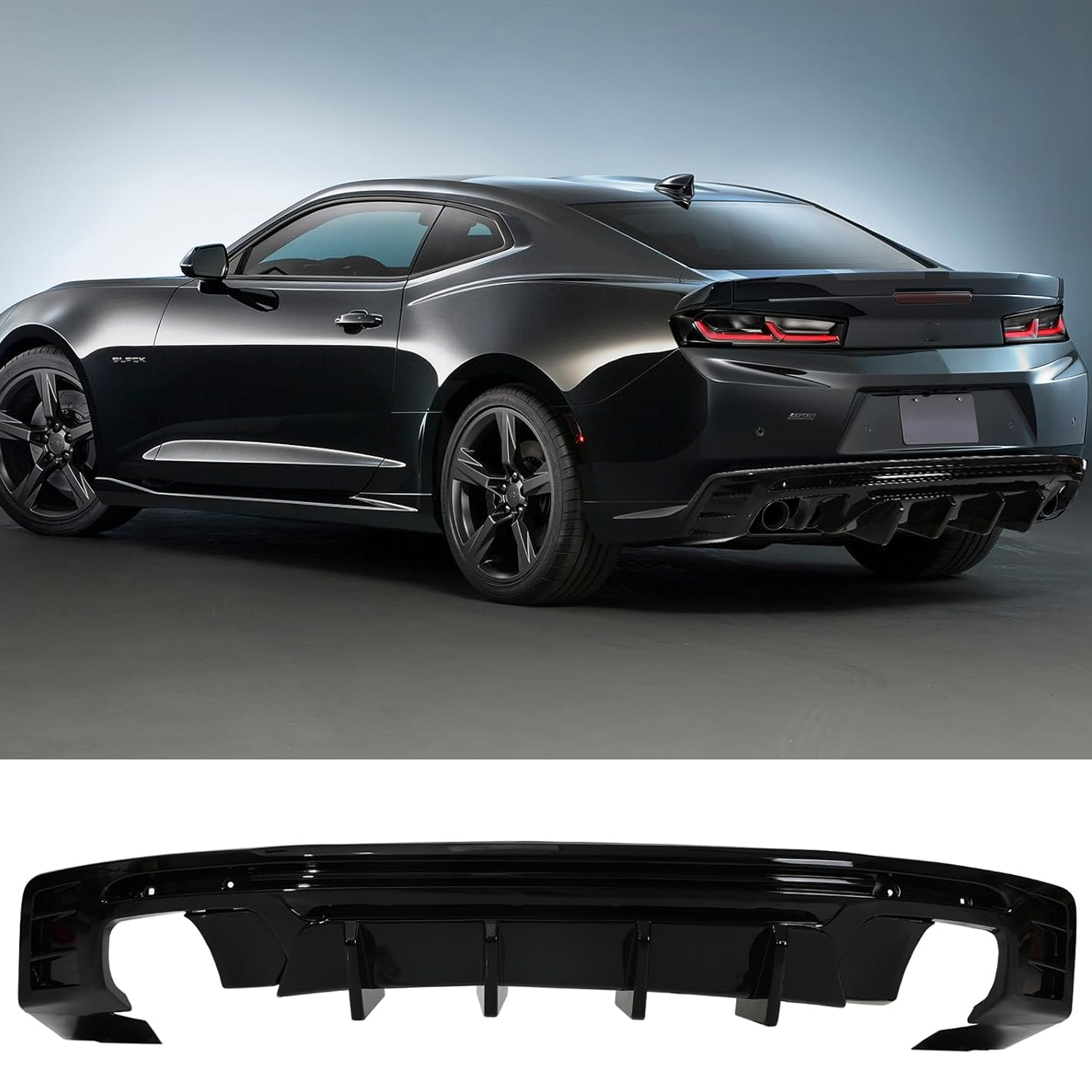 For Chevy Camaro SS LT LS 2016-2020 Painted BLK Rear Bumper Lip Diffuser Spoiler